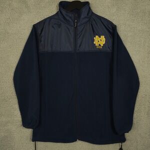 VTG Notre Dame Fighting Irish Jacket Mens Small Blue Team Issue Full Zip Russell